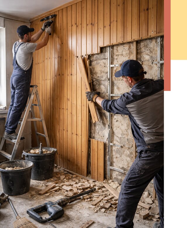 Демонтаж вагонки со стен в Щелково от 1508 руб. — снятие, удаление, срочно | ОТДЕЛОЧНИК-Щлк