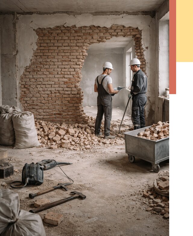 Демонтаж кирпичных стен в Щелково от 4369 руб. — быстро, недорого, под ключ | ОТДЕЛОЧНИК-Щлк