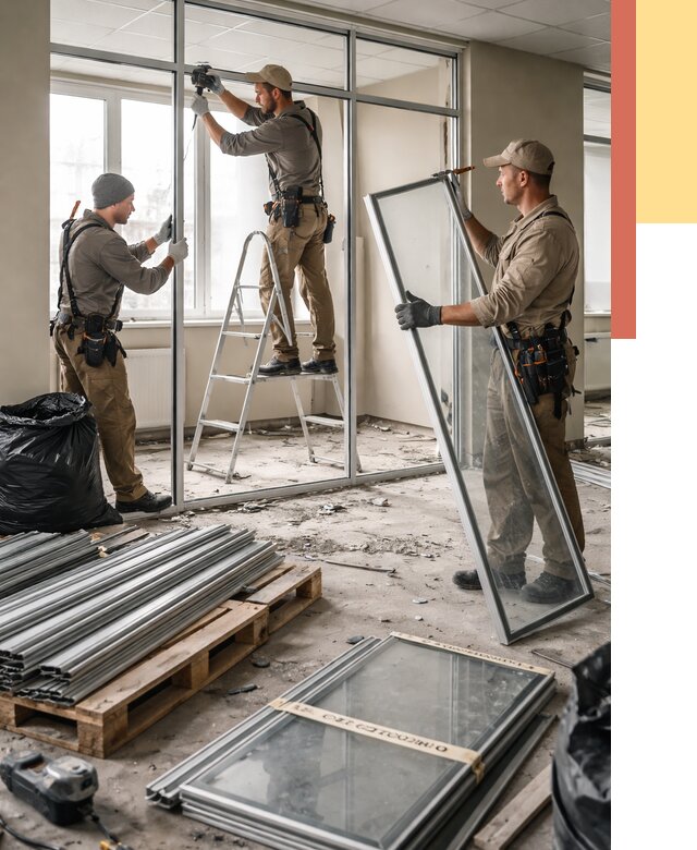 Демонтаж алюминиевых перегородок в Щелково от 4369 руб. — быстро и недорого | ОТДЕЛОЧНИК-Щлк