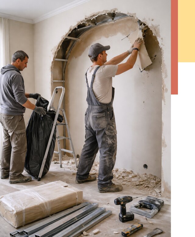 Демонтаж арки из гипсокартона в Щелково от 3641 руб. — услуги под ключ | ОТДЕЛОЧНИК-Щлк