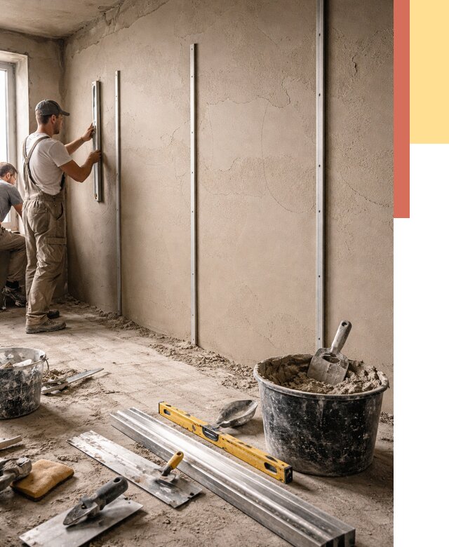 Штукатурка стен по маякам в Щелково от 5722 руб./м² — выравнивание под ключ | ОТДЕЛОЧНИК-Щлк