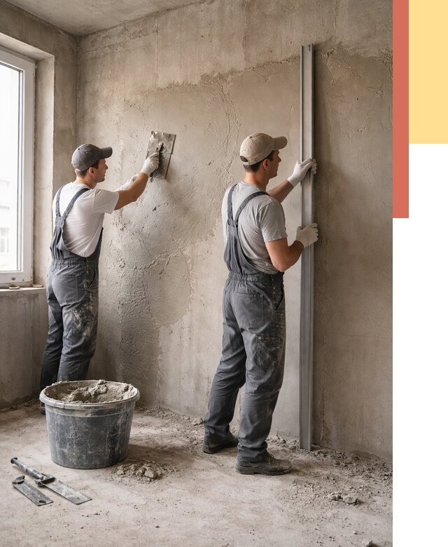 Штукатурка бетонных стен в Щелково от 4681 руб/м² — качественно и быстро | ОТДЕЛОЧНИК-Щлк