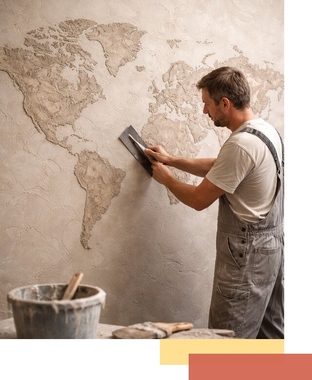 Декоративная штукатурка «Карта мира» под ключ в Щелково