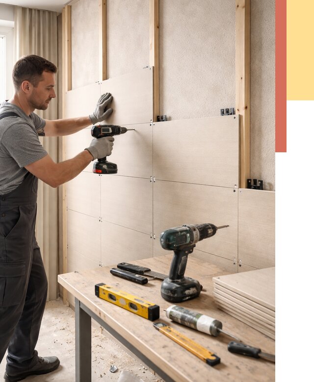 Монтаж МДФ панелей на стены в Щелково от 1300 руб. под ключ | ОТДЕЛОЧНИК-Щлк