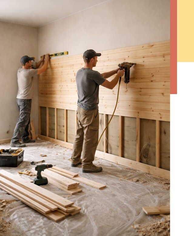 Монтаж деревянной вагонки на стены в Щелково от 7802 руб. | Услуги монтажа вагонки | ОТДЕЛОЧНИК-Щлк