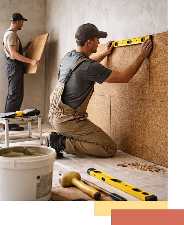 Монтаж пробковых панелей на стены в Щелково быстро и качественно