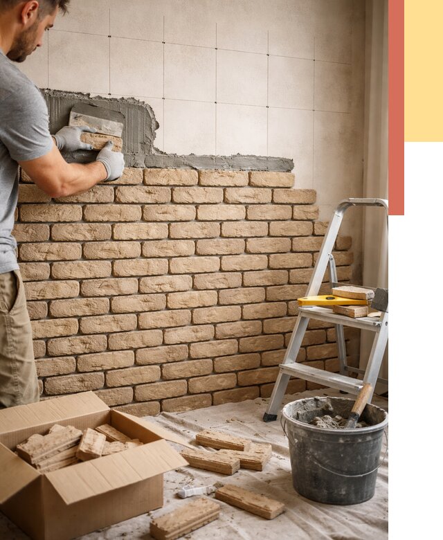 Монтаж декоративного кирпича в Щелково от 3329 руб./м² — быстро и недорого | ОТДЕЛОЧНИК-Щлк