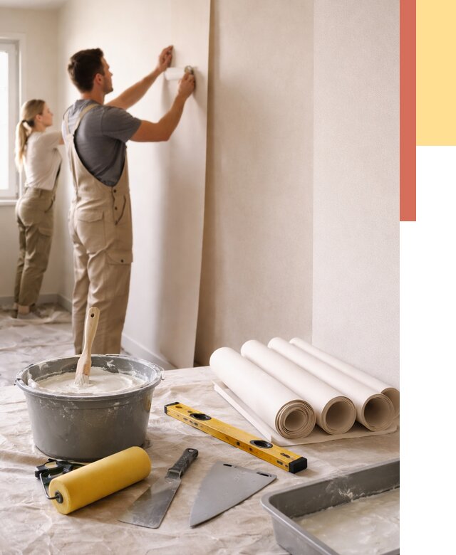 Поклейка бумажных обоев в Щелково от 5722 руб./м2 — быстро и недорого | ОТДЕЛОЧНИК-Щлк