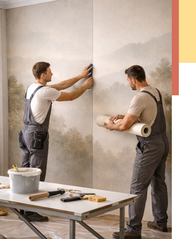 Поклейка фотообоев в Щелково от 8843 руб/м² — быстро и недорого | ОТДЕЛОЧНИК-Щлк