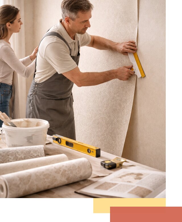 Поклейка обоев с подбором рисунка в Щелково