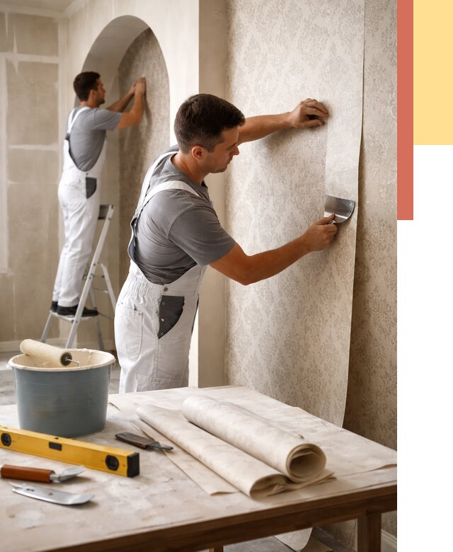 Поклейка обоев на сложные стены в Щелково от 2913 руб. под ключ | ОТДЕЛОЧНИК-Щлк