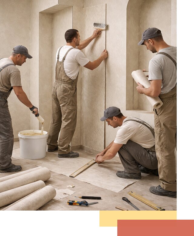 Поклейка обоев на сложные стены и неровные поверхности в Щелково