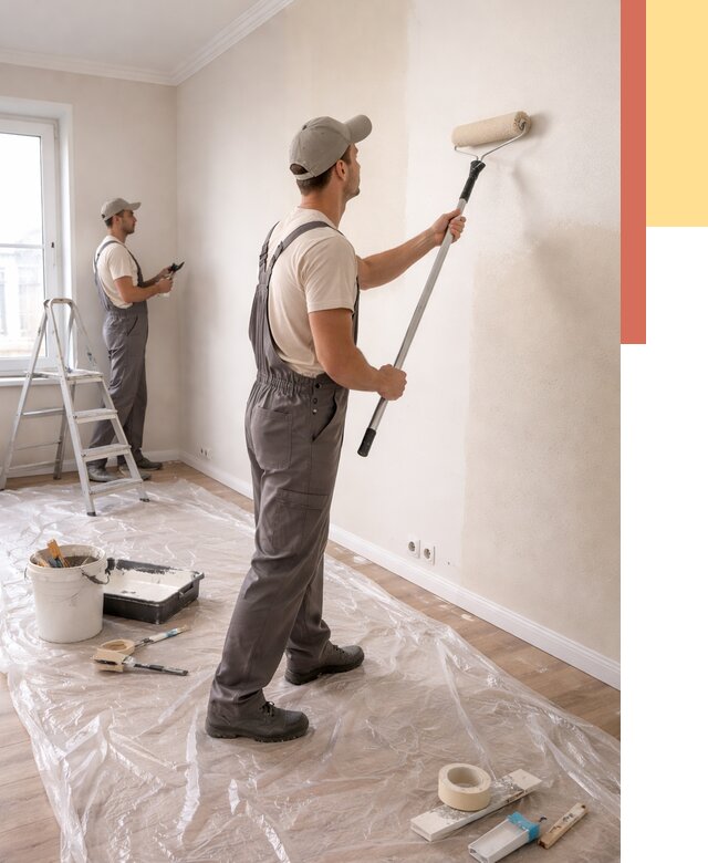 Покраска стен акриловой краской в Щелково от 3641 руб./м² — быстро и недорого | ОТДЕЛОЧНИК-Щлк