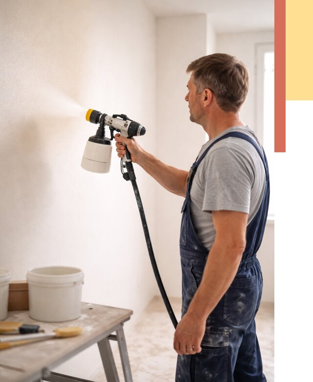 Покраска стен краскопультом в Щелково от 7802 руб. — механизированная покраска | ОТДЕЛОЧНИК-Щлк