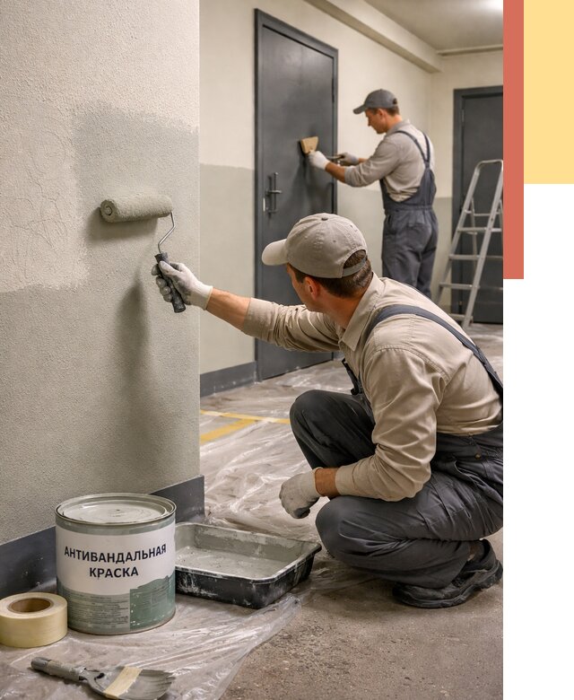 Покраска стен антивандальной краской в Щелково от 4681 руб./м² под ключ | ОТДЕЛОЧНИК-Щлк