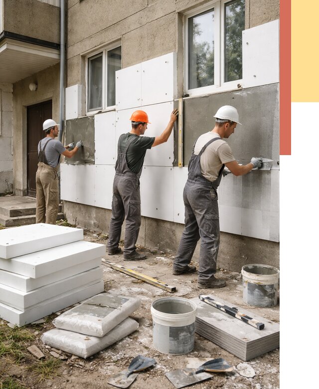 Утепление стен пенопластом в Щелково от 1821 руб. — недорого и под ключ | ОТДЕЛОЧНИК-Щлк