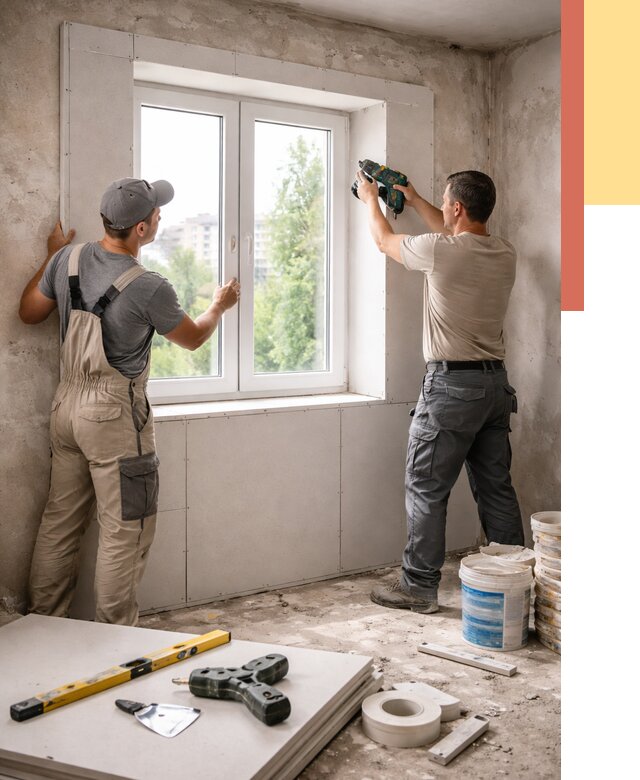 Монтаж откосов из гипсокартона в Щелково от 4681 руб. под ключ | ОТДЕЛОЧНИК-Щлк