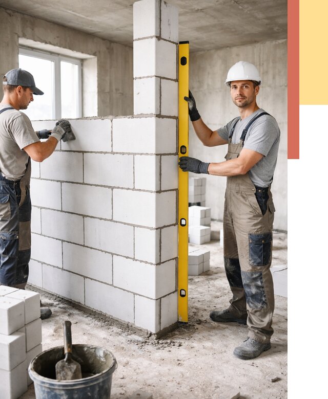 Кладка перегородок из пеноблока в Щелково от 1873 руб. под ключ | ОТДЕЛОЧНИК-Щлк