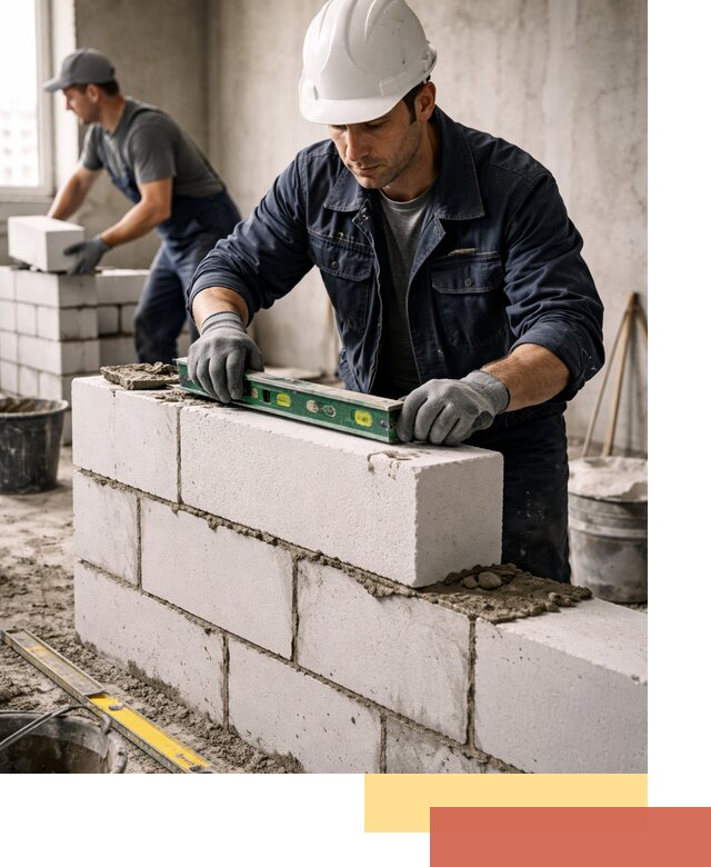 Кладка перегородок из пеноблока под ключ в Щелково