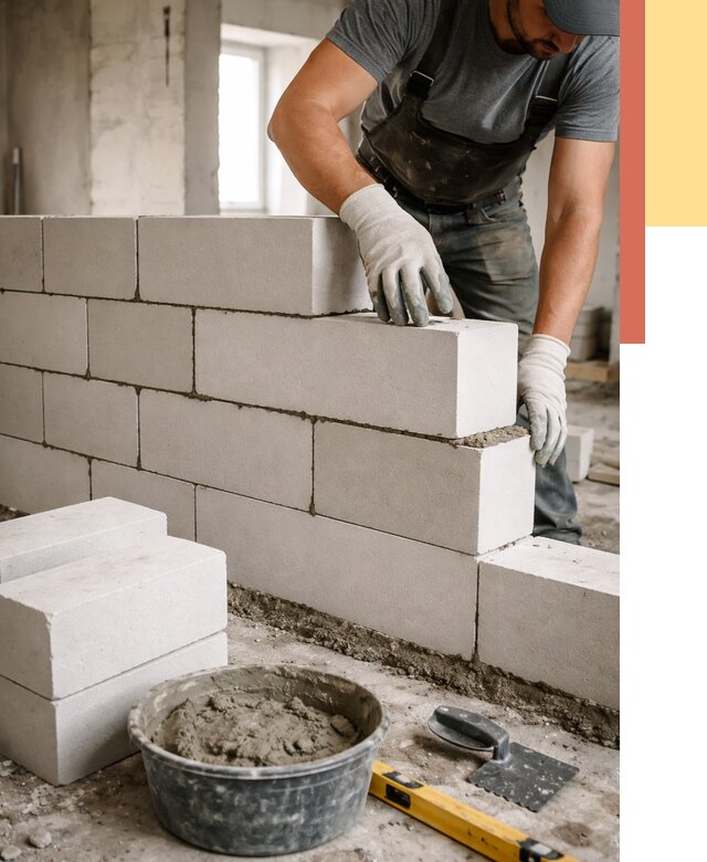 Кладка перегородок из силикатного блока в Щелково от 4161 руб. под ключ | ОТДЕЛОЧНИК-Щлк