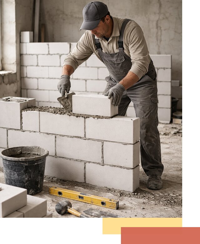 Кладка перегородок из силикатного блока в Щелково