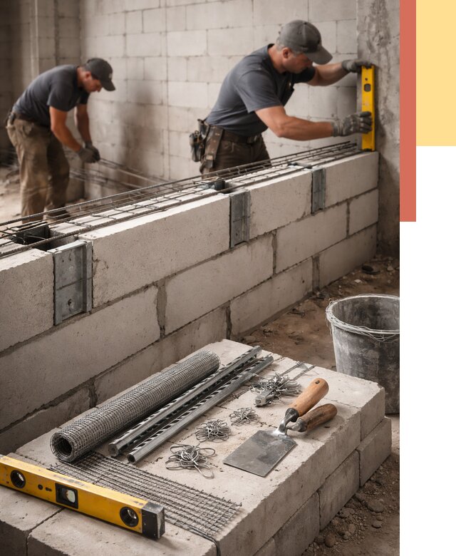 Армирование кладки перегородок в Щелково от 780 руб. под ключ | ОТДЕЛОЧНИК-Щлк