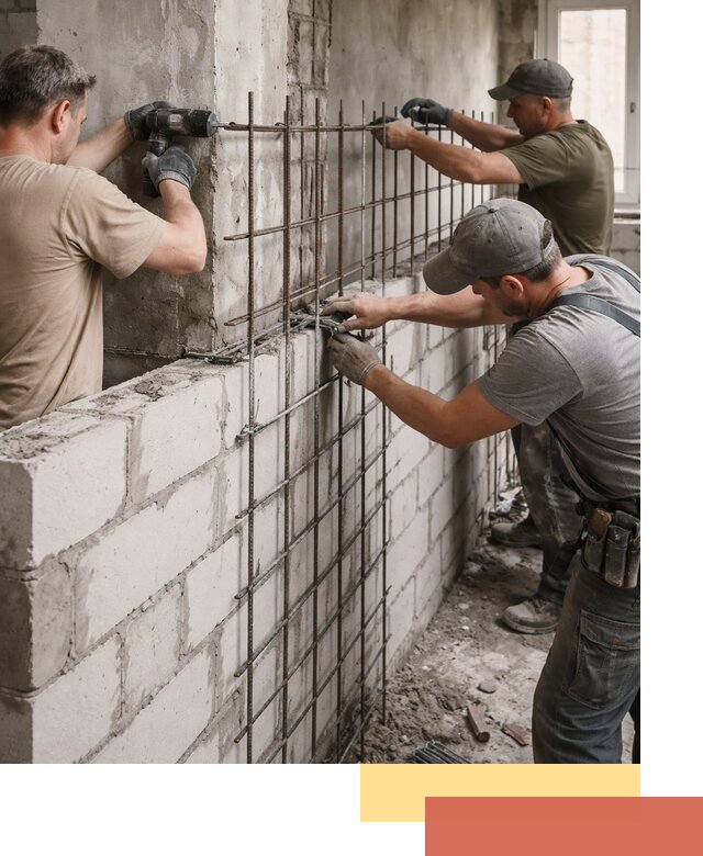 Армирование кладки перегородок в Щелково профессионально и надёжно