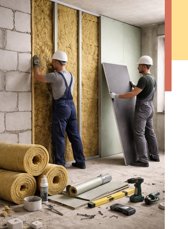 Шумоизоляция перегородок из блоков в Щелково от 1925 руб./м² — быстро и недорого | ОТДЕЛОЧНИК-Щлк