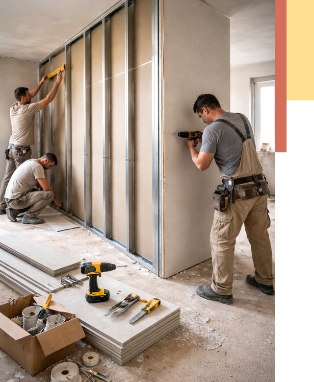 Монтаж однослойной перегородки из гипсокартона в Щелково от 676 руб. | ОТДЕЛОЧНИК-Щлк