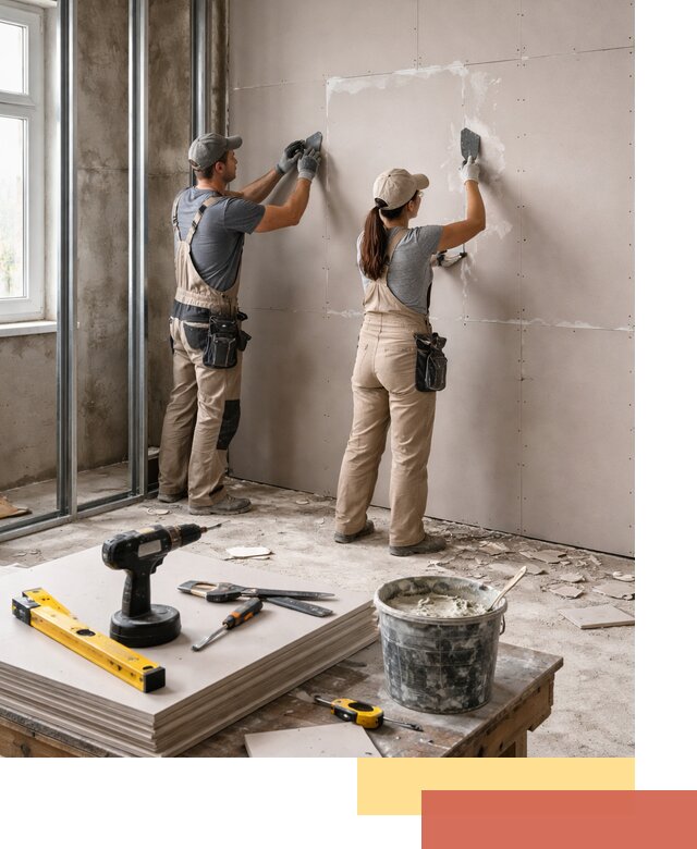 Монтаж двухслойной перегородки из гипсокартона в Щелково