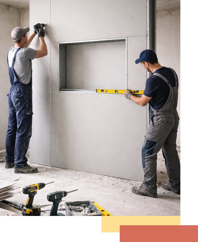 Перегородка из гипсокартона с нишей под декор в Щелково