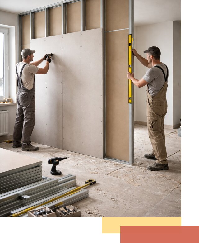 Зонирующая перегородка из гипсокартона под ключ в Щелково