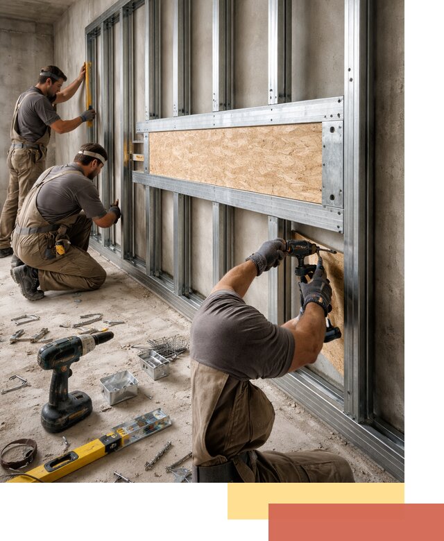 Усиленная перегородка для крепления тяжёлых конструкций в Щелково