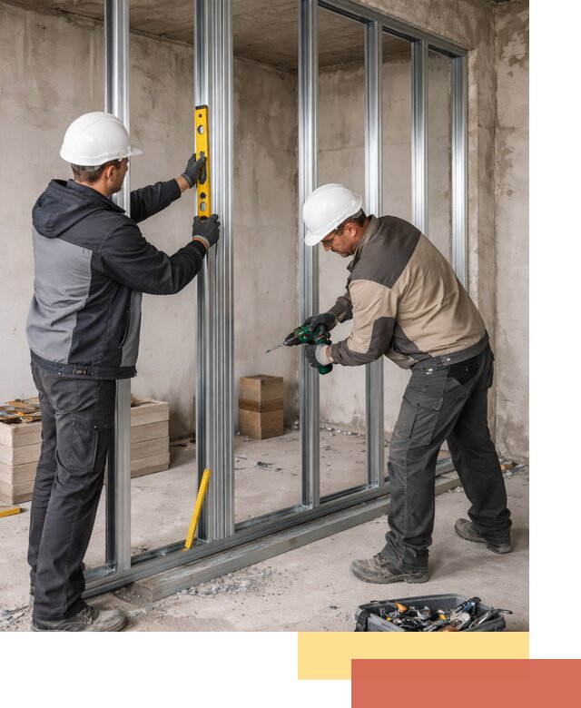 Монтаж каркаса перегородки из профиля в Щелково