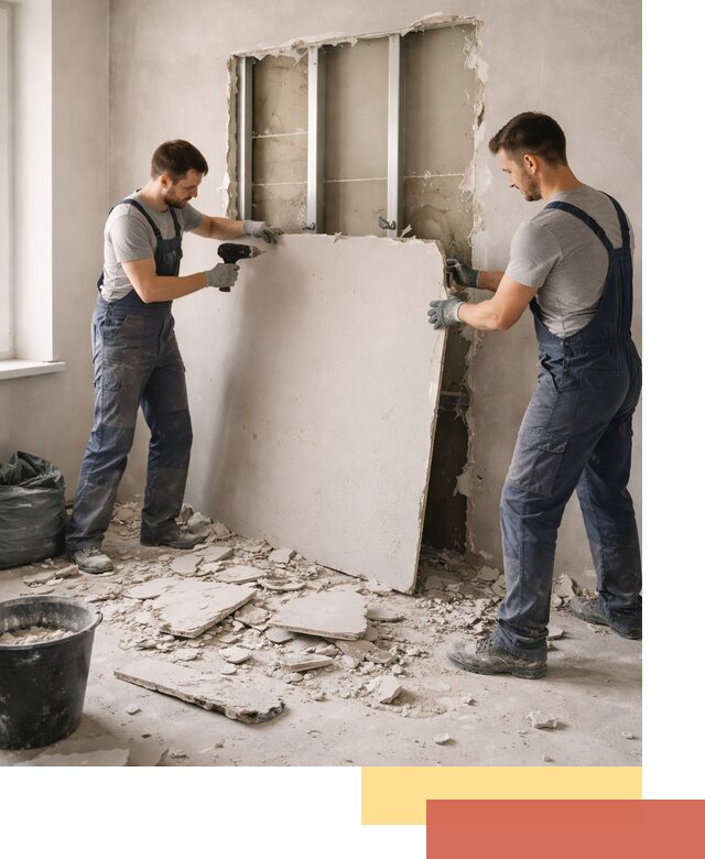 Демонтаж перегородки из гипсокартона в Щелково быстрый и аккуратный