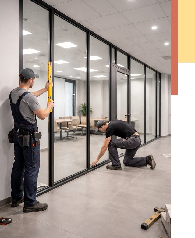 Каркасные стеклянные перегородки в Щелково под ключ от 9571 руб. | ОТДЕЛОЧНИК-Щлк