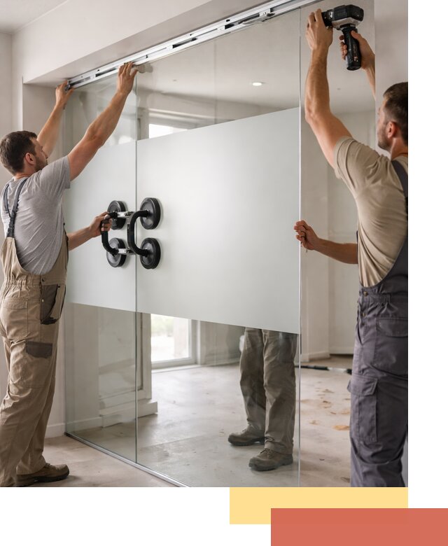 Матовые стеклянные перегородки под ключ в Щелково