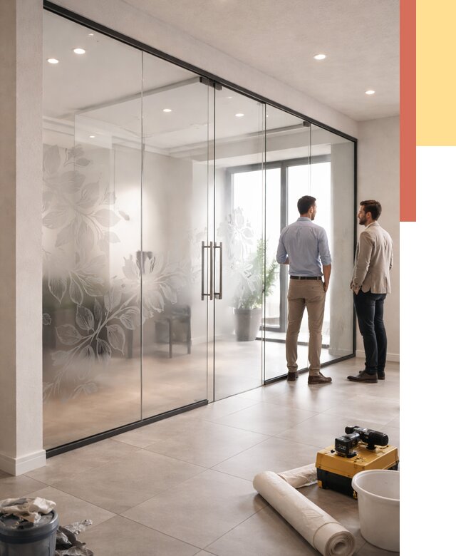 Стеклянные перегородки с рисунком в Щелково от 13004 руб. монтаж и нанесение | ОТДЕЛОЧНИК-Щлк