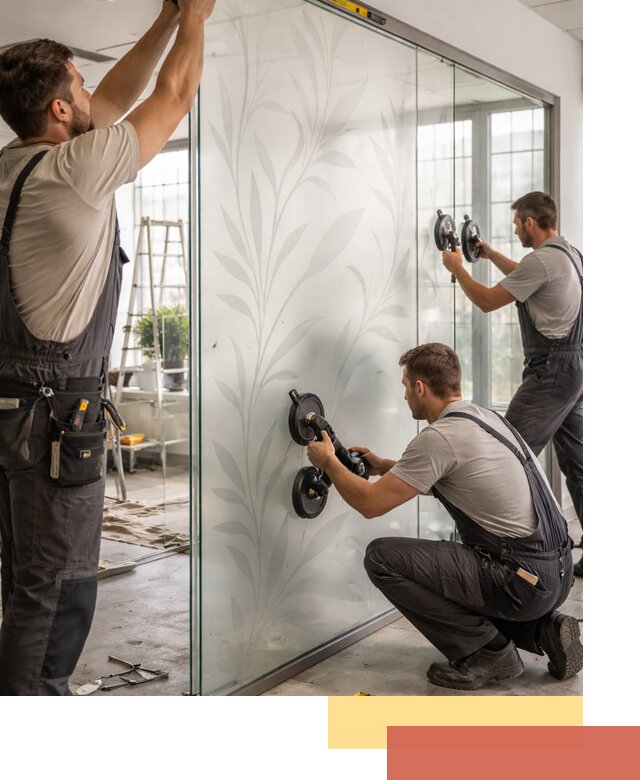 Стеклянные перегородки с рисунком на заказ в Щелково