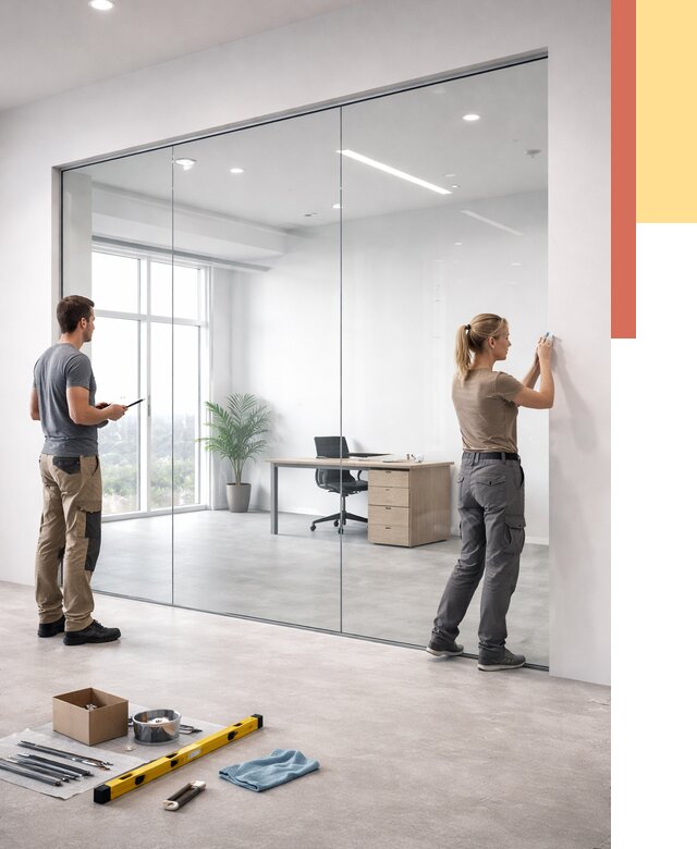 Перегородки из закаленного стекла в Щелково от 9883 руб. под ключ | ОТДЕЛОЧНИК-Щлк