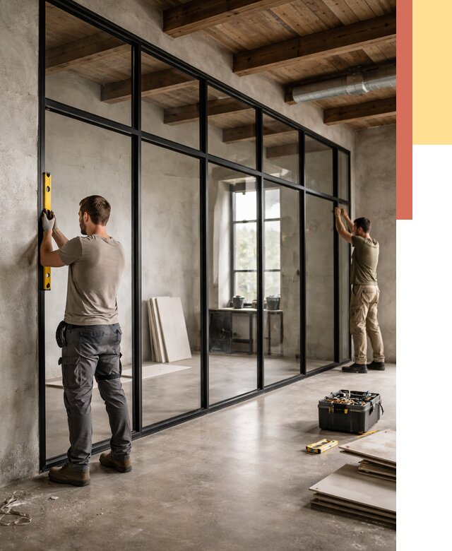 Стеклянные перегородки лофт в Щелково от 10923 руб. под ключ | ОТДЕЛОЧНИК-Щлк