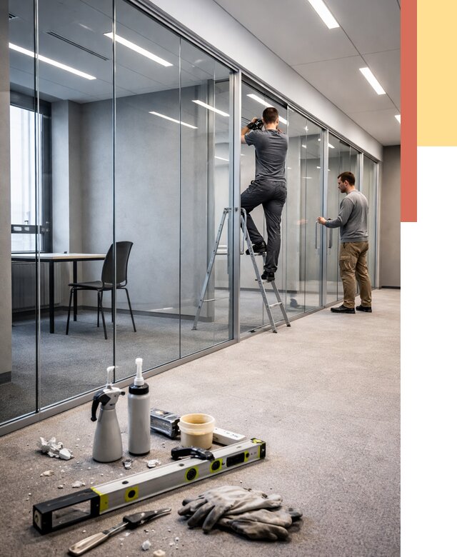 Стеклянные офисные перегородки в Щелково от 8843 руб. — монтаж и установка | ОТДЕЛОЧНИК-Щлк