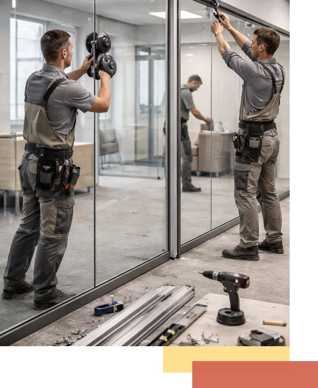 Стеклянные офисные перегородки под ключ в Щелково