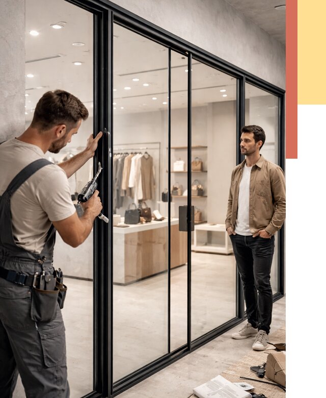 Стеклянные перегородки для магазинов в Щелково от 8530 руб. под ключ | ОТДЕЛОЧНИК-Щлк