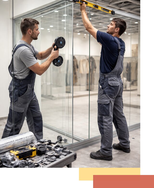 Стеклянные перегородки для магазинов в Щелково — монтаж и установка