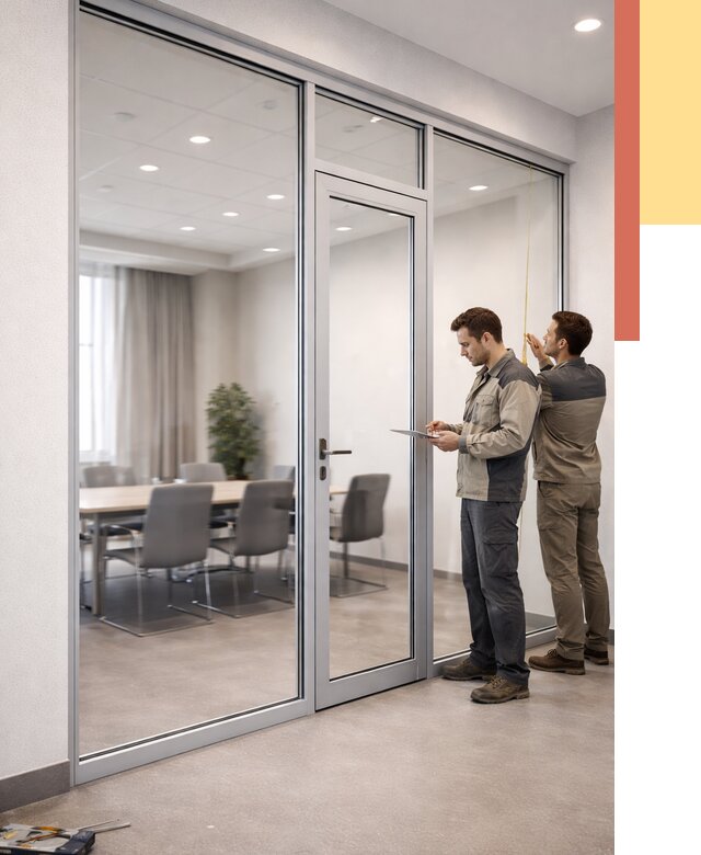 Установка и монтаж алюминиевых перегородок со стеклом в Щелково от 8530 руб. | ОТДЕЛОЧНИК-Щлк