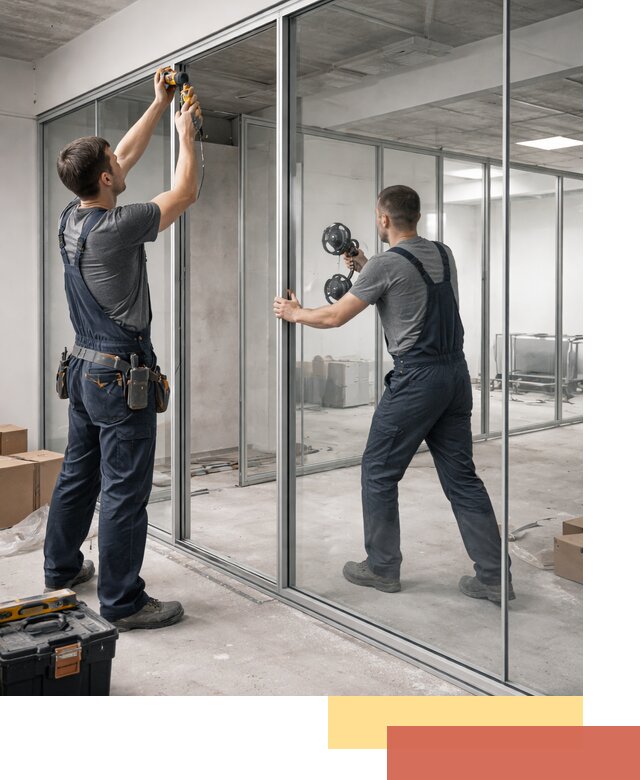 Алюминиевые перегородки со стеклом в Щелково — изготовление и монтаж