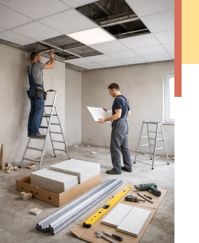 Монтаж потолка армстронг в Щелково от 4681 руб/м2 — быстрая установка под ключ | ОТДЕЛОЧНИК-Щлк