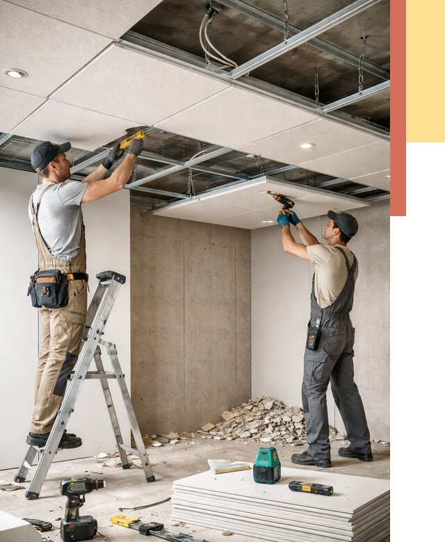 Монтаж акустического потолка в Щелково от 6762 руб/м2 — быстро и недорого | ОТДЕЛОЧНИК-Щлк