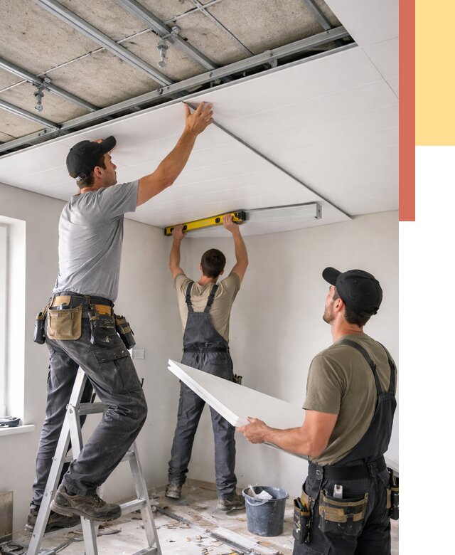 Монтаж потолка из ПВХ панелей в Щелково от 3641 руб./м2 — быстро и недорого | ОТДЕЛОЧНИК-Щлк